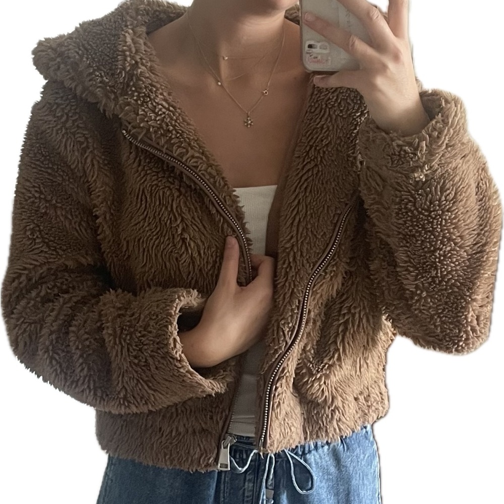 Bagatelle Brown Teddy Jacket with Hood